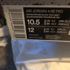 Air Jordan Retro Fire Red 4’s